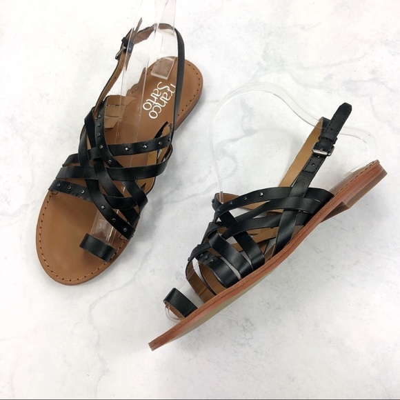 [Franco Sarto] Black Strap Leather Sandals - Picture 1 of 5